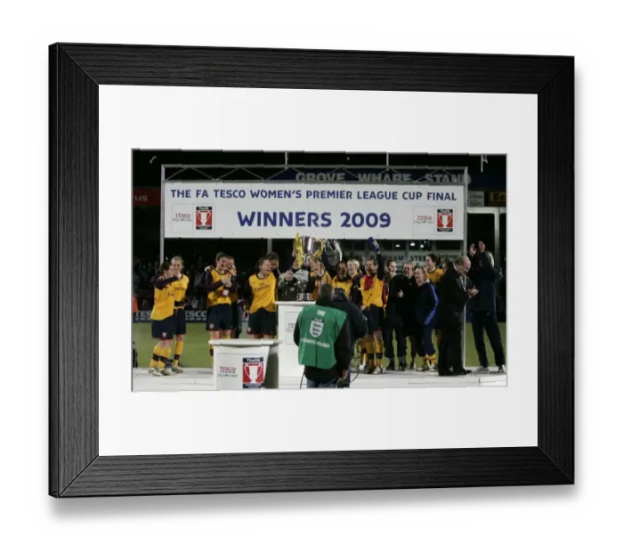 Framed Print : Arsenal Ladies lift the League Cup Trophy Framed Print : Arsenal Ladies lift the League Cup Trophy