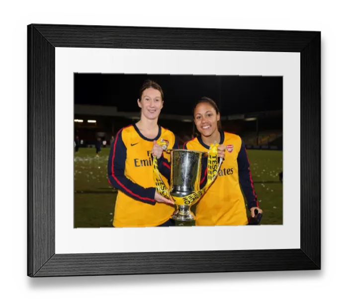 Framed Print : Ciara Grant and Alex Scott (Arsenal) with the league cup trophy Framed Print : Ciara Grant and Alex Scott (Arsenal) with the league cup trophy