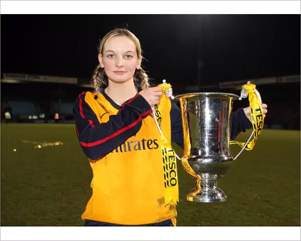 Suzanne Grant (Arsenal) with the League Cup Trophy
