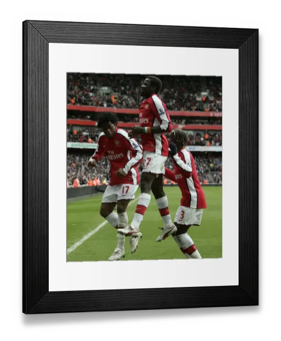Framed Print : Emmanuel Eboue celebrates scoring Arsenals 3rd goal Framed Print : Emmanuel Eboue celebrates scoring Arsenals 3rd goal