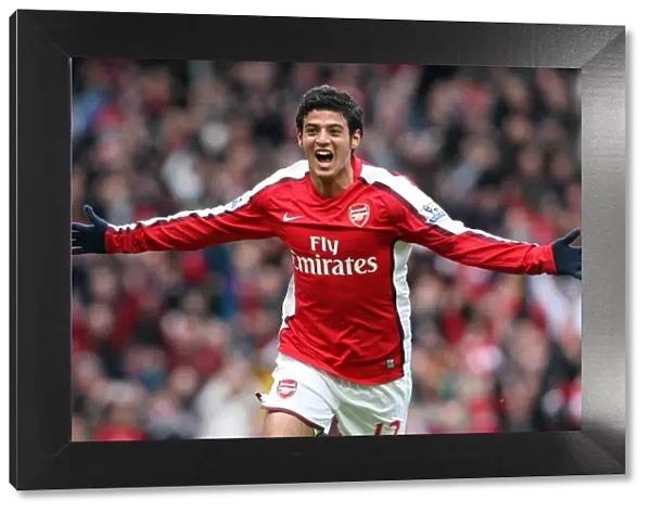 Carlos Vela celebrates scoring Arsenals 1st goal