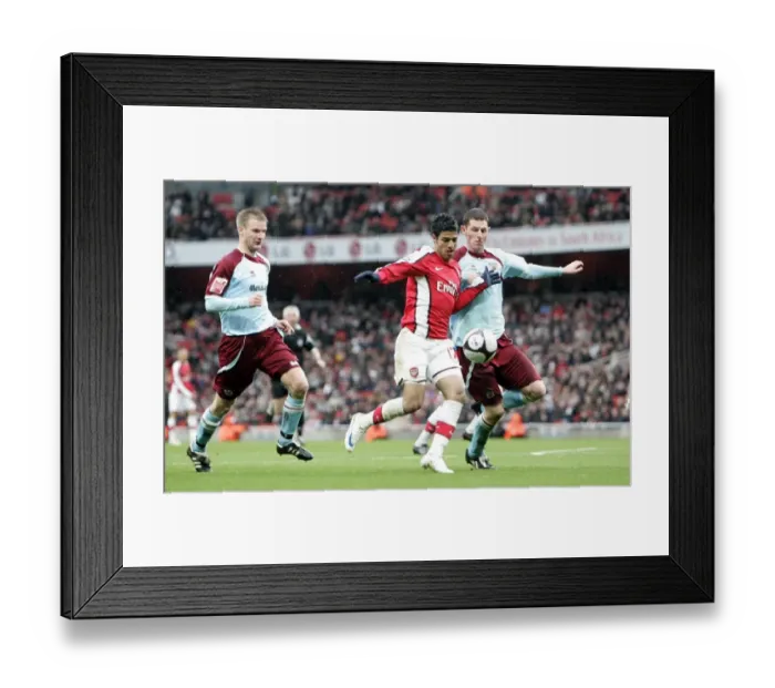 Framed Print : Carlos Vela (Arsenal) Christian Kalvenes and Chris McCann (Burnley)