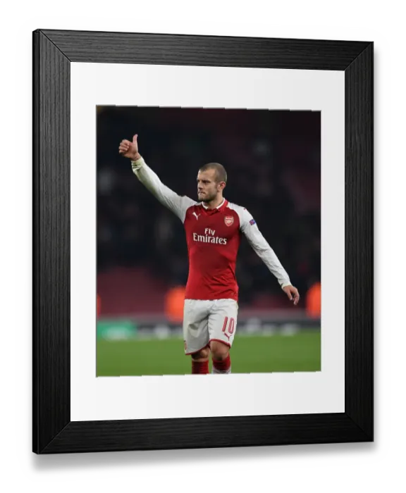 Framed Print : Jack Wilshere Celebrates after Arsenal's Europa League Victory over Red Star Belgrade