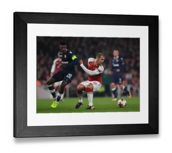 Framed Print : Jack Wilshere vs. Mitchell Donald: Arsenal FC vs. Crvena Zvezda, UEFA Europa League Showdown Framed Print : Jack Wilshere vs. Mitchell Donald: Arsenal FC vs. Crvena Zvezda, UEFA Europa League Showdown