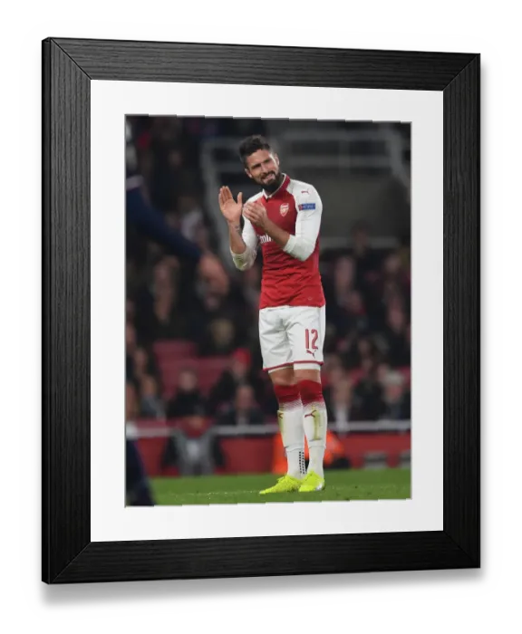 Framed Print : Olivier Giroud in Action: Arsenal vs Red Star Belgrade, Europa League 2017-18