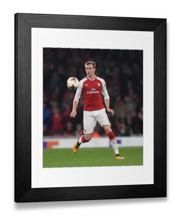 Framed Print : Rob Holding in Action: Arsenal vs Crvena Zvezda, Europa League 2017