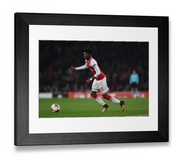 Framed Print : Ainsley Maitland-Niles in Action: Arsenal vs. Red Star Belgrade, UEFA Europa League 2017-18