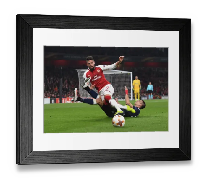 Framed Print : Clash of Titans: Giroud vs Savic - Arsenal vs Red Star Belgrade, UEFA Europa League