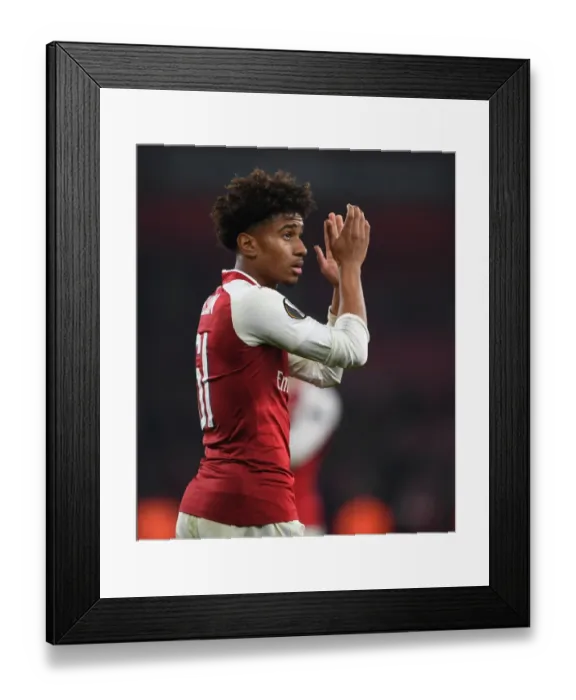 Framed Print : Reiss Nelson Celebrates after Arsenal's Europa League Victory over Red Star Belgrade Framed Print : Reiss Nelson Celebrates after Arsenal's Europa League Victory over Red Star Belgrade