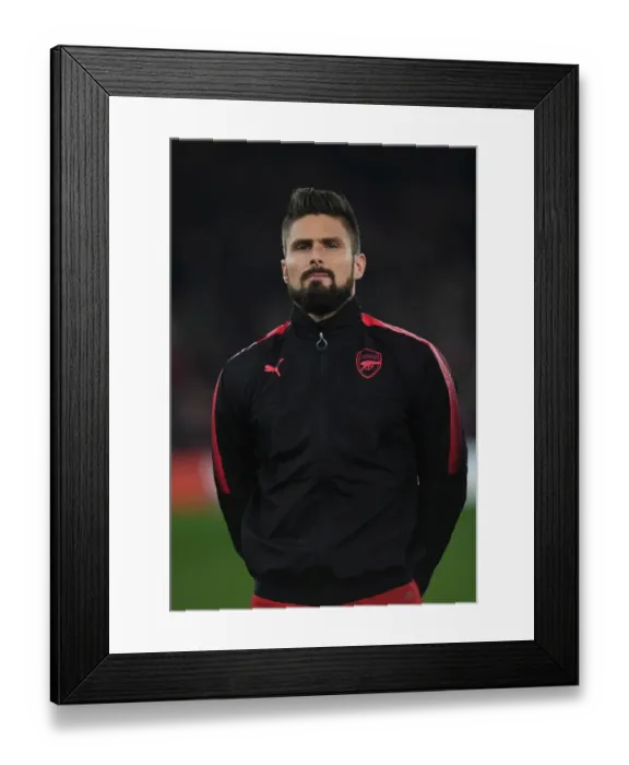 Framed Print : Olivier Giroud: Arsenal's Ready-to-Roar Striker Ahead of Arsenal FC vs Crvena Zvezda UEFA Europa League Clash Framed Print : Olivier Giroud: Arsenal's Ready-to-Roar Striker Ahead of Arsenal FC vs Crvena Zvezda UEFA Europa League Clash