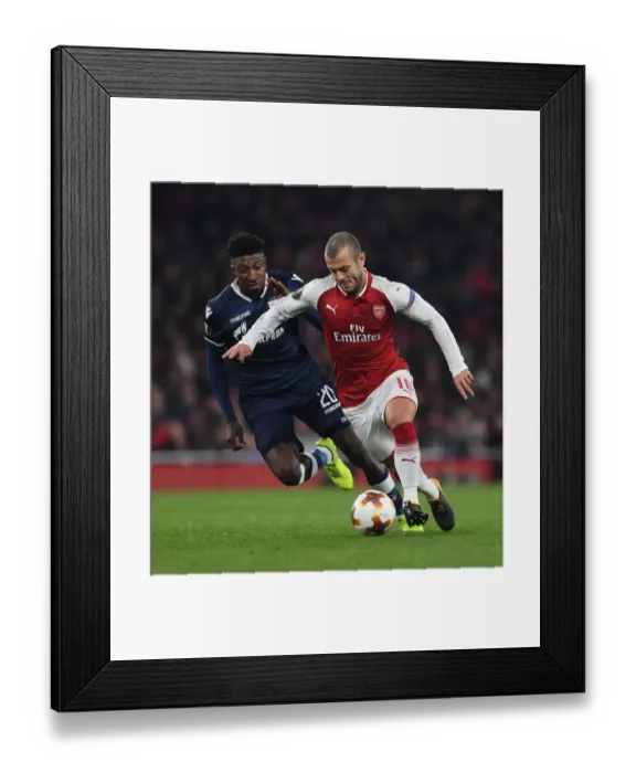 Framed Print : Jack Wilshere vs. Richmond Donald: Arsenal FC vs. Crvena Zvezda - UEFA Europa League Showdown Framed Print : Jack Wilshere vs. Richmond Donald: Arsenal FC vs. Crvena Zvezda - UEFA Europa League Showdown