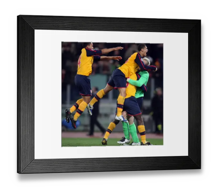 Framed Print : Manuel Almunia celebrates Arsenal winning the penalty
