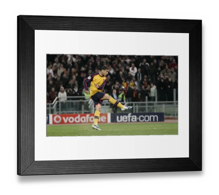 Framed Print : Denilson scores for Arsenal from the penalty spot during Framed Print : Denilson scores for Arsenal from the penalty spot during