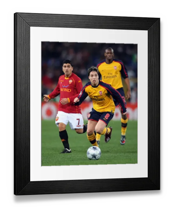 Framed Print : Nasri vs. Pizarro: Dramatic Penalty Shootout in UEFA Champions League Clash Between AS Roma and Arsenal