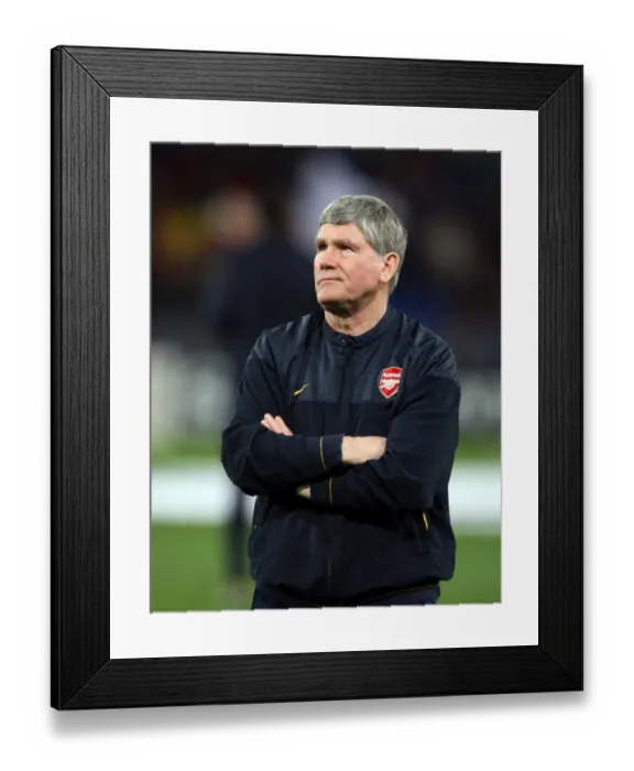 Framed Print : Pat Rice, Arsenal Assistant Manager: AS Roma 1-0 Arsenal in UEFA Champions League Quarterfinals (6-7 on Penalties)