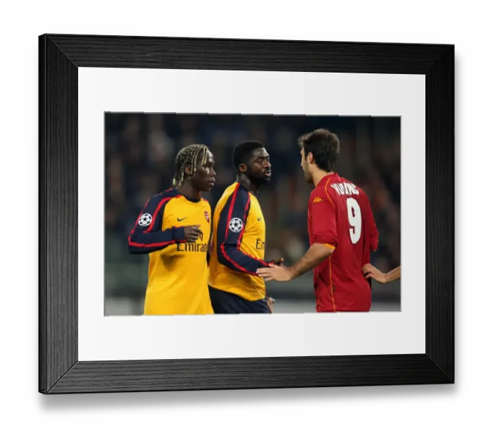 Framed Print : Bacary Sagna and Kolo Toure (Arsena) Mirko Vucinic (Roma)