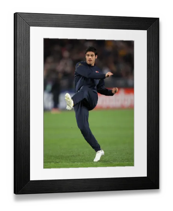 Framed Print : Carlos Vela's Dramatic Penalty Miss: Arsenal vs. AS Roma in UEFA Champions League