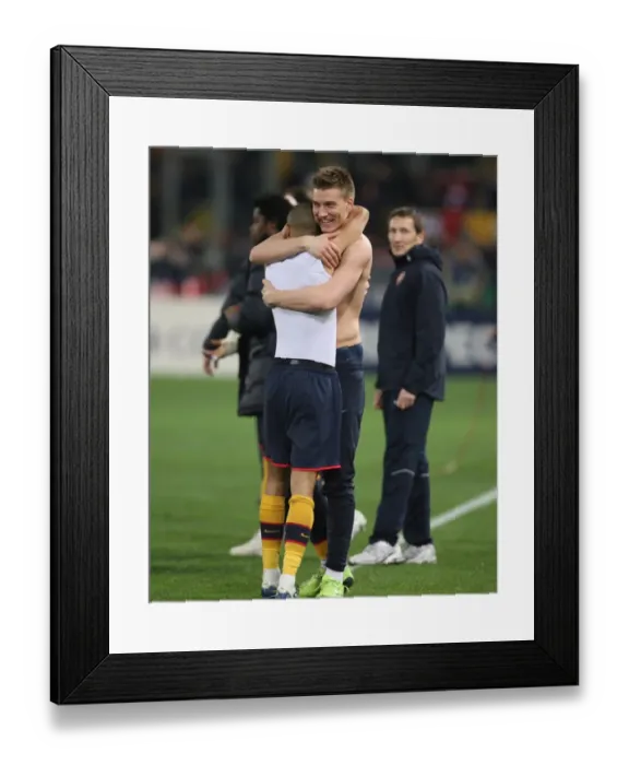Framed Print : Nicklas Bendtner & Gael Clichy (Arsenal) celebrate after the match Framed Print : Nicklas Bendtner & Gael Clichy (Arsenal) celebrate after the match