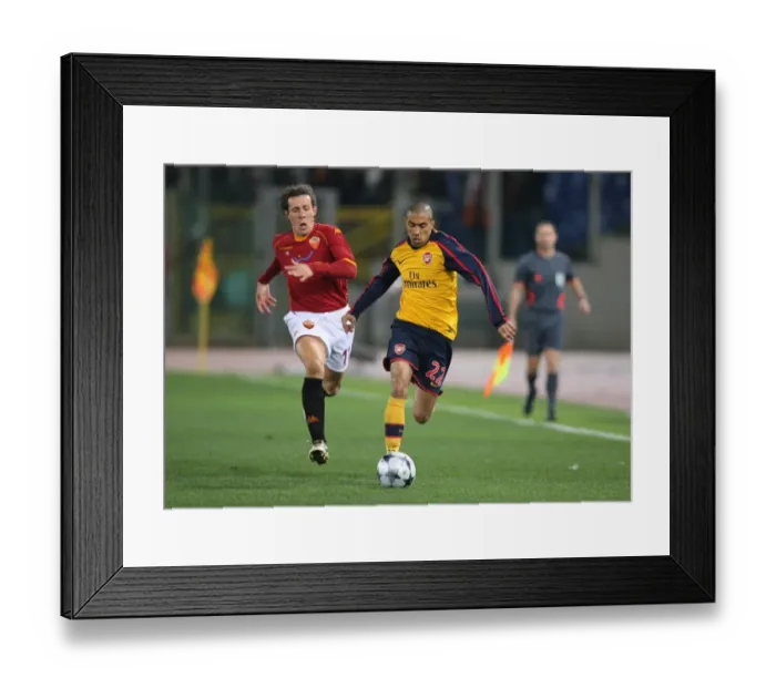 Framed Print : Clash of Titans: Gael Clichy vs. Rodrigo Taddei - Dramatic UEFA Champions League Showdown at Stadio Olympico (11 / 3 / 2009)