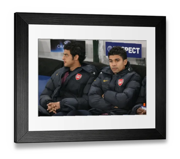 Framed Print : Arsenal substitutes Carlos Vela & Eduardo before the match