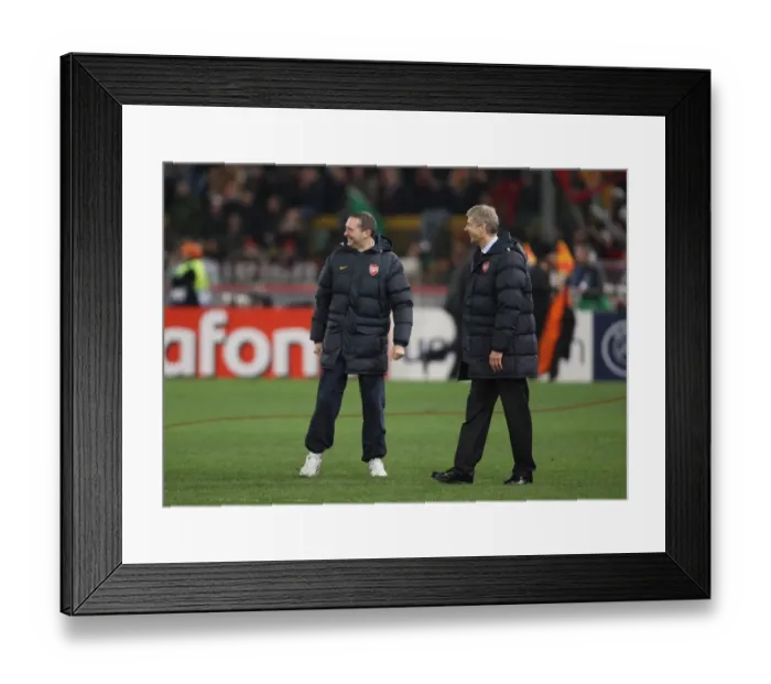 Framed Print : Arsenal manager Arsene Wenger & travel manager celebrate