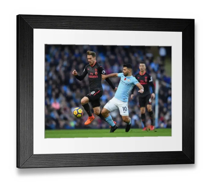 Framed Print : Ramsey Outmaneuvers Aguero: Manchester City vs. Arsenal, Premier League Showdown (2017-18) Framed Print : Ramsey Outmaneuvers Aguero: Manchester City vs. Arsenal, Premier League Showdown (2017-18)