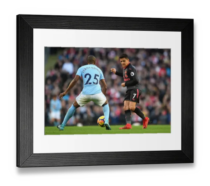 Framed Print : Sanchez's Nutmeg: A Stunning Moment from the Manchester Derby (2017-18) - Alexis Sanchez vs. Fernandinho