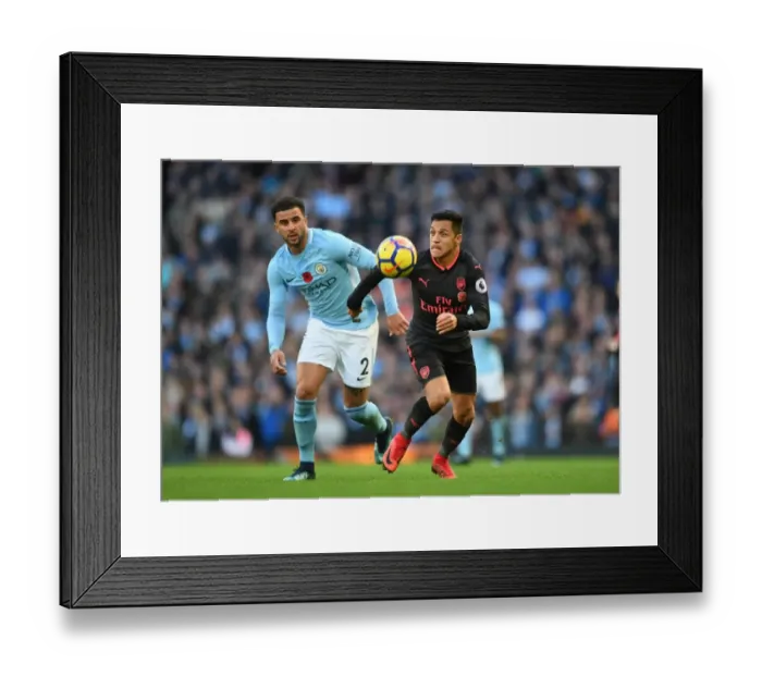 Framed Print : Clash of Titans: Sanchez vs. Walker - Premier League Showdown: Manchester City vs. Arsenal (2017-18)