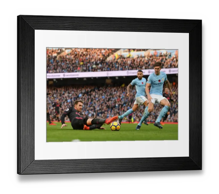 Framed Print : Clash at the Etihad: Ramsey vs. Stones - Manchester City vs. Arsenal, Premier League 2017-18 Framed Print : Clash at the Etihad: Ramsey vs. Stones - Manchester City vs. Arsenal, Premier League 2017-18