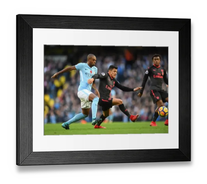 Framed Print : Clash of Titans: Sanchez vs. Fernandinho - Manchester City vs. Arsenal, Premier League 2017-18 Framed Print : Clash of Titans: Sanchez vs. Fernandinho - Manchester City vs. Arsenal, Premier League 2017-18