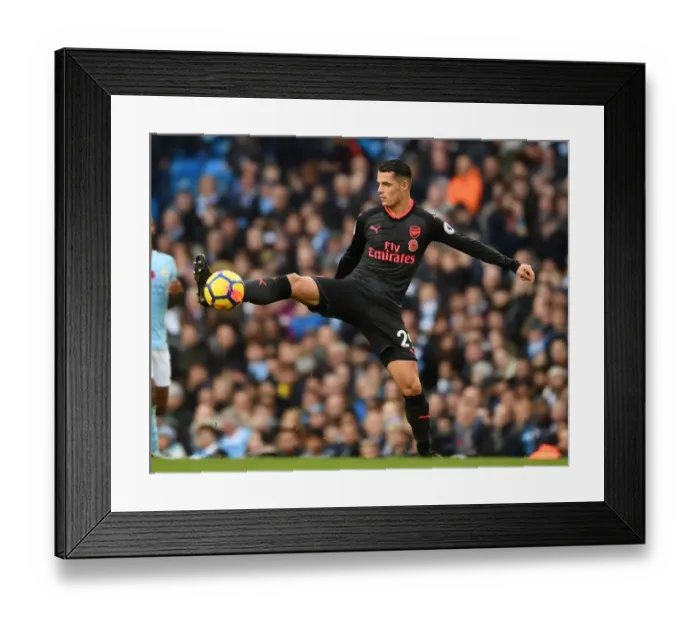 Framed Print : Granit Xhaka: Battling Midfield Duel Against Manchester City, Premier League 2017-18 Framed Print : Granit Xhaka: Battling Midfield Duel Against Manchester City, Premier League 2017-18