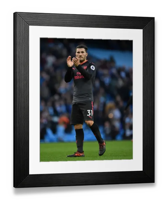 Framed Print : Sead Kolasinac Salutes Arsenal Fans: Manchester City vs Arsenal, Premier League 2017-18