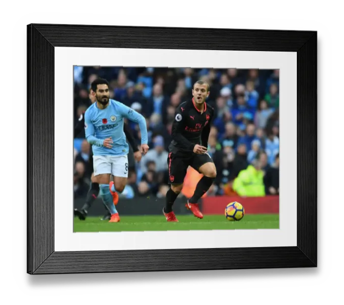 Framed Print : Jack Wilshere in Action: Manchester City vs Arsenal, Premier League 2017-18 Framed Print : Jack Wilshere in Action: Manchester City vs Arsenal, Premier League 2017-18
