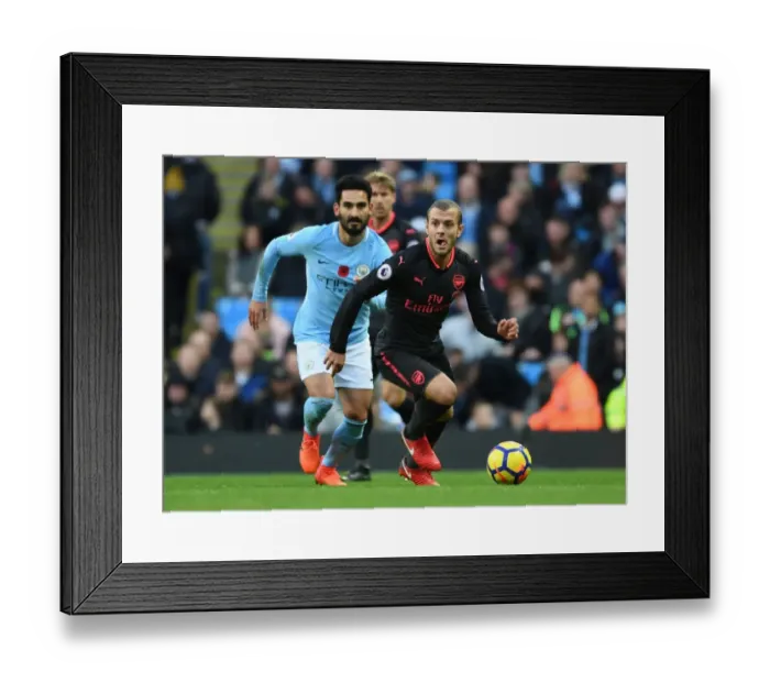 Framed Print : Jack Wilshere in Action: Manchester City vs. Arsenal (2017-18) - Premier League Clash