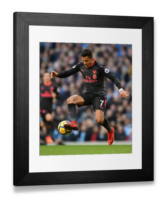 Framed Print : Clash of the Titans: Alexis Sanchez Faces Manchester City, Premier League 2017-18