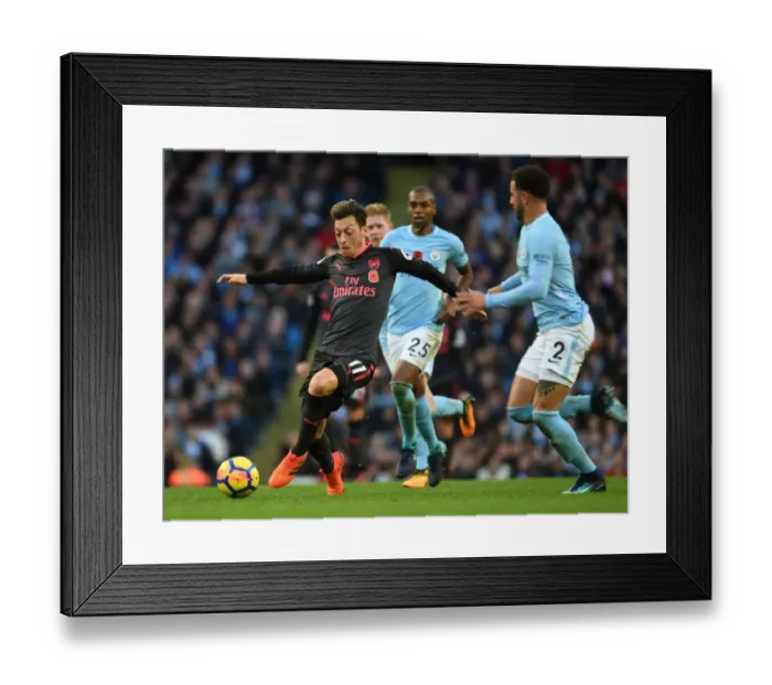 Framed Print : Mesut Ozil vs. Kyle Walker: Clash of the Stars in Manchester City vs. Arsenal (2017-18)