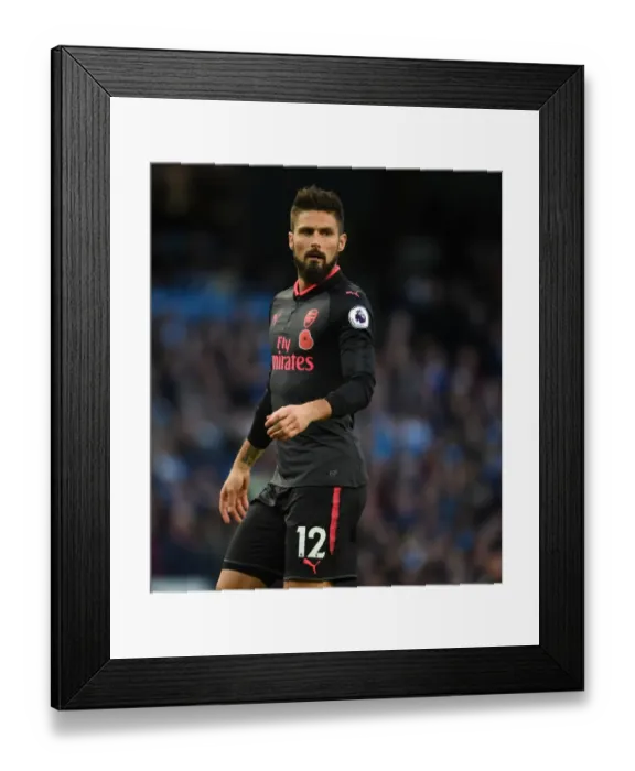 Framed Print : Olivier Giroud Faces Manchester City: Arsenal vs. Manchester City, Premier League 2017-18 Framed Print : Olivier Giroud Faces Manchester City: Arsenal vs. Manchester City, Premier League 2017-18