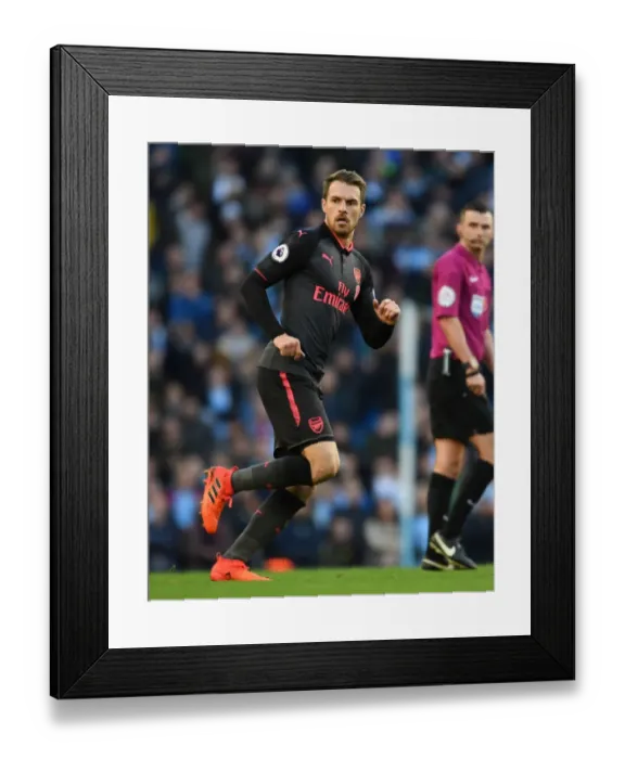 Framed Print : Aaron Ramsey in Action: Manchester City vs. Arsenal, Premier League 2017-18 Framed Print : Aaron Ramsey in Action: Manchester City vs. Arsenal, Premier League 2017-18