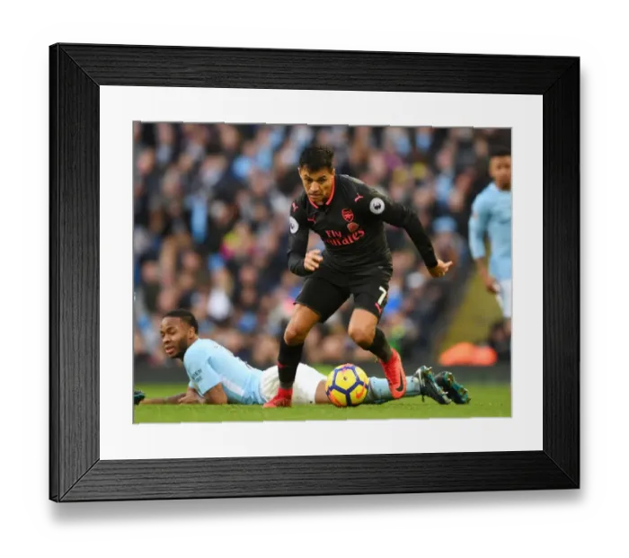 Framed Print : Sanchez Surges Past Sterling: Manchester City vs. Arsenal, Premier League 2017-18 Framed Print : Sanchez Surges Past Sterling: Manchester City vs. Arsenal, Premier League 2017-18