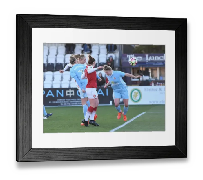 Framed Print : Louise Quinn Scores First Goal for Arsenal Women Against Sunderland AFC Ladies, WSL 1 (2017)