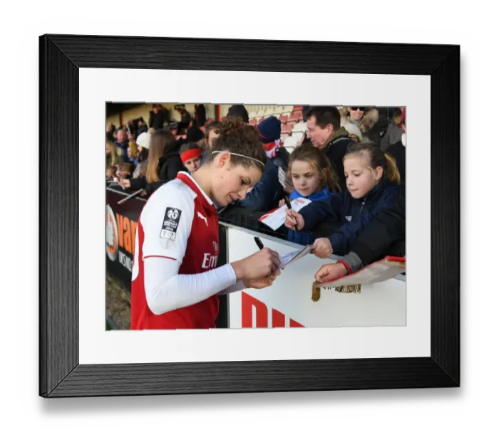 Framed Print : Arsenal Women's Dominique Janssen Celebrates with Fans after Victory over Sunderland
