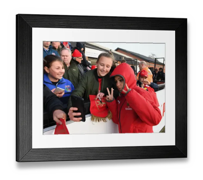 Framed Print : Alex Scott Celebrates with Arsenal Fans after Women's Super League Victory over Sunderland Framed Print : Alex Scott Celebrates with Arsenal Fans after Women's Super League Victory over Sunderland