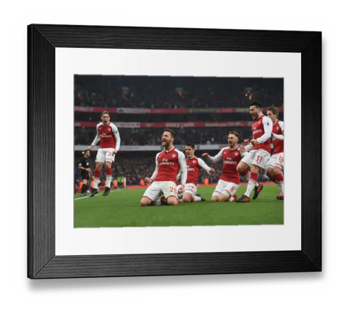 Framed Print : Arsenal Celebrate Mustafi's Goal Against Tottenham (2017-18) Framed Print : Arsenal Celebrate Mustafi's Goal Against Tottenham (2017-18)