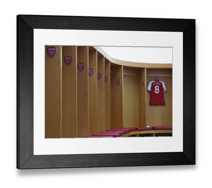 Framed Print : Aaron Ramsey's Arsenal Shirt in the Changing Room before Arsenal vs. Tottenham Hotspur (2017-18)