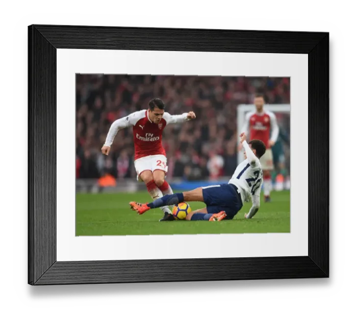 Framed Print : Clash of Midfield Titans: Xhaka vs Alli in Arsenal vs Tottenham Showdown Framed Print : Clash of Midfield Titans: Xhaka vs Alli in Arsenal vs Tottenham Showdown