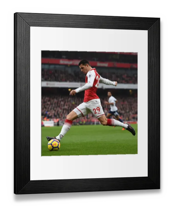 Framed Print : Granit Xhaka: Battle in the Premier League - Arsenal vs. Tottenham (2017-18)