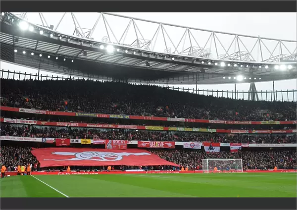 Arsenal banners before the match. Arsenal 2: 0 Tottenham Hotspur