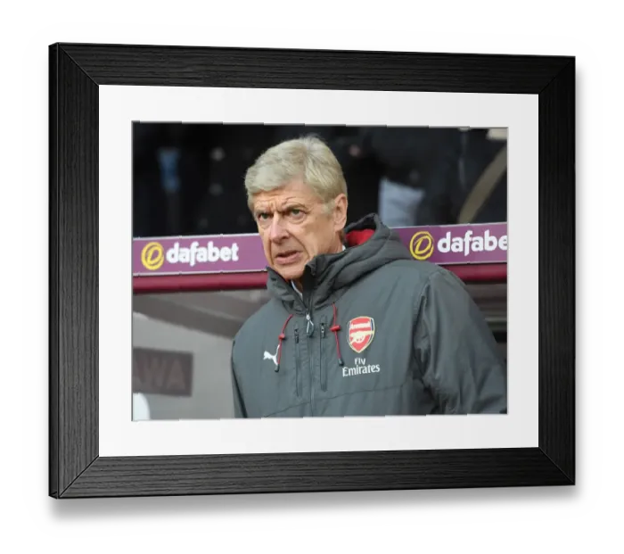 Framed Print : Arsene Wenger: Intense Focus at Burnley's Turf Moor, Premier League 2017-18