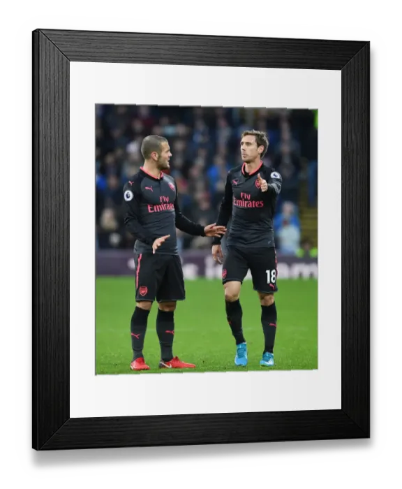 Framed Print : Arsenal's Jack Wilshere and Nacho Monreal in Action Against Burnley (2017-18) Framed Print : Arsenal's Jack Wilshere and Nacho Monreal in Action Against Burnley (2017-18)