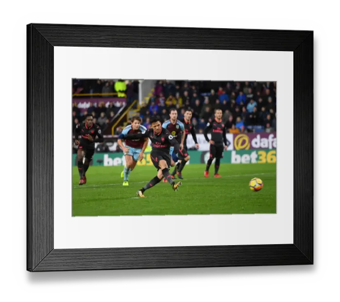 Framed Print : Alexis Sanchez Scores Penalty for Arsenal against Burnley (2017-18)